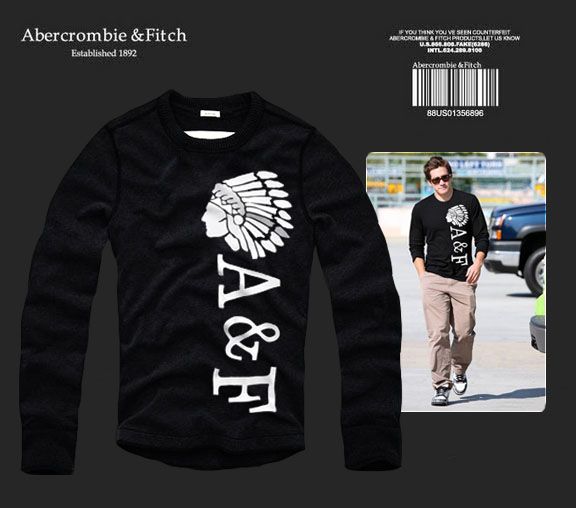 Abercrombie Fitch Hombres De Cuello Redondo Con Gente Fotos Largo Remera AF6137